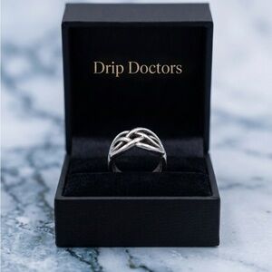 SHEIN Silver-Tone Woven Knot Men’s Ring